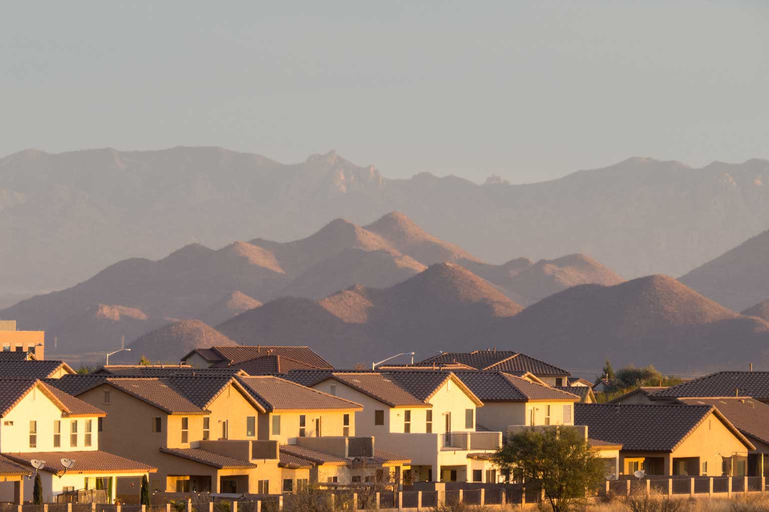 Aerial view of a residential district
